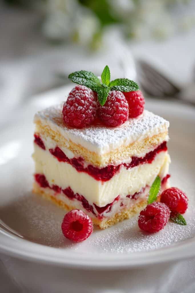 Malinowa chmurka bez pieczenia z mascarpone i galaretką