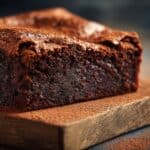 brownie bezglutenowe na desce z kakao i naturalnym światłem