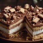ciasto kinder bueno bez pieczenia na drewnianym stole