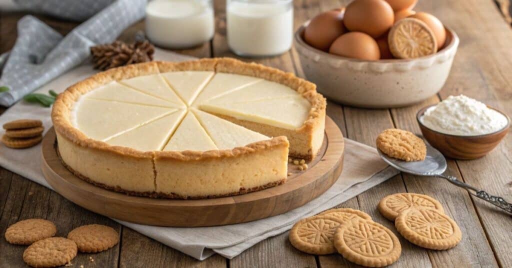sernik na spodzie z ciastek z kremową masą i herbatnikami