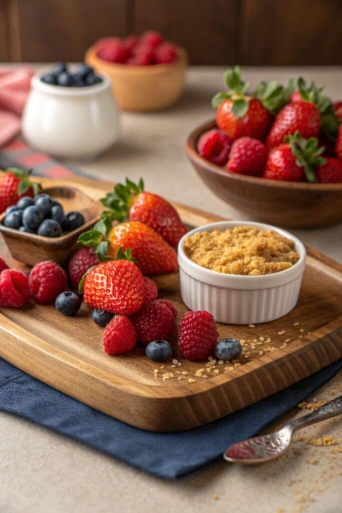 Owoce i kruszonka do ciasta ucieranego na oleju