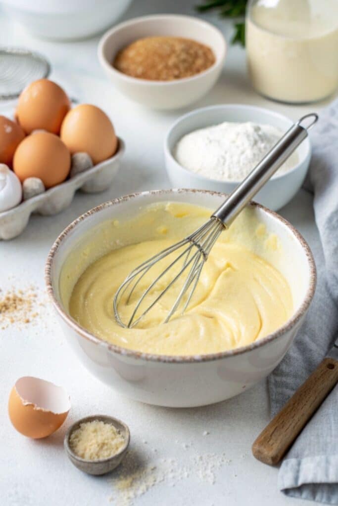 mieszanie masy serowej do sernika na ciasteczkowym spodzie