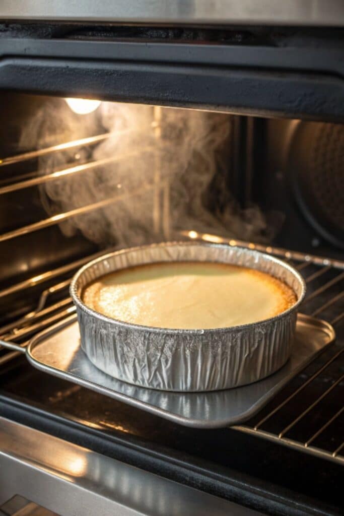 sernik na spodzie z ciastek pieczony w kąpieli wodnej