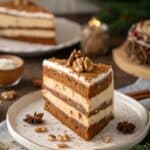 Przepis na ciasto świąteczne bez pieczenia z kajmakiem i przyprawą piernikową, deser warstwowy.