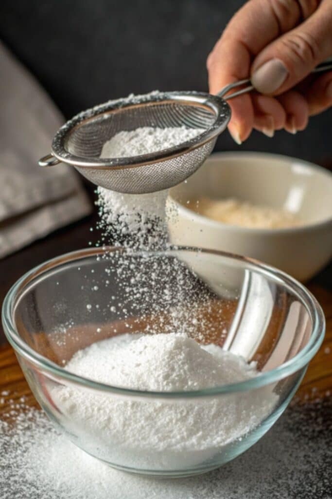 przesiewanie cukru pudru do lukru cytrynowego