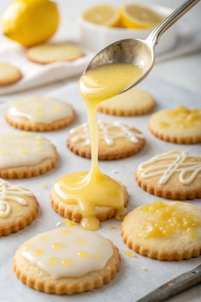 lukier cytrynowy nakładany na ciasteczka