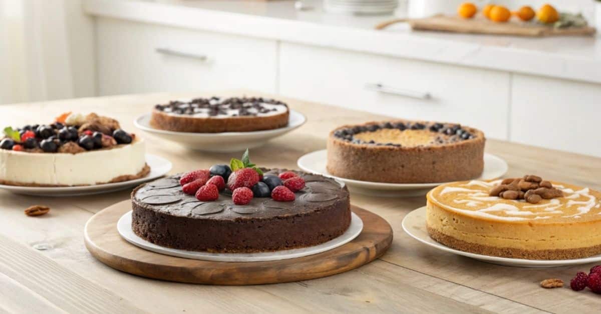 Szybkie ciasto bezglutenowe w pięciu smakach na drewnianym stole