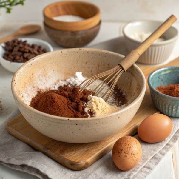 Mieszanie składników na szybkie ciasto bezglutenowe w misce