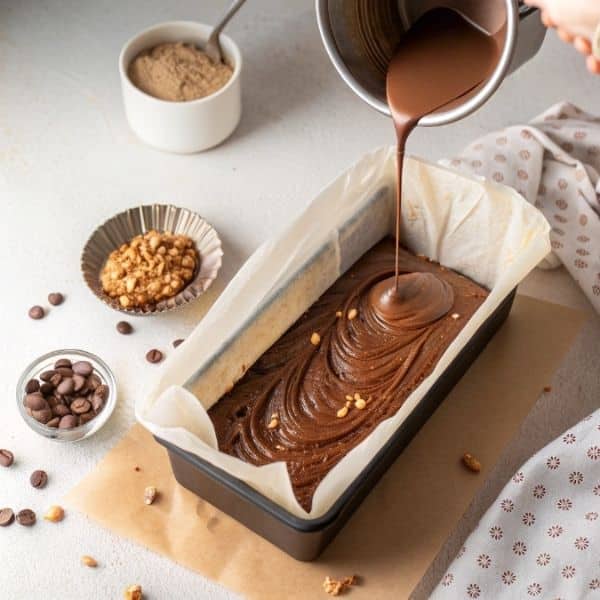 Przelewanie ciasta bezglutenowego do silikonowej formy