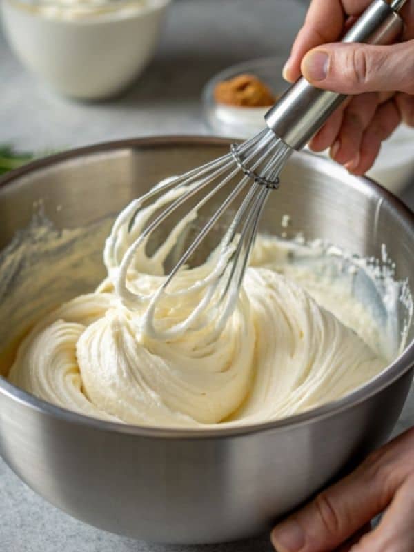 Ubieranie kremu mascarpone do ciasta Kinder Pingui