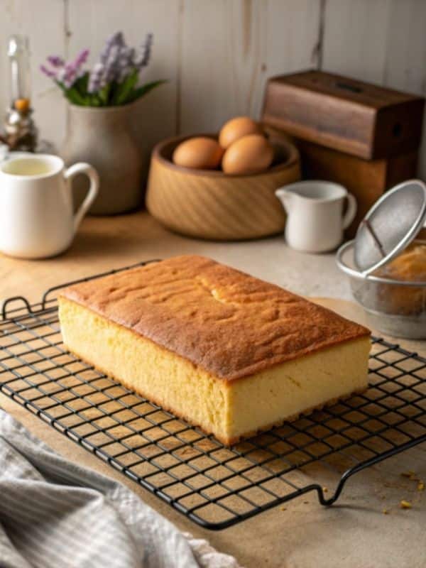 Upieczone wilgotne ciasto z serem