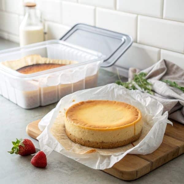 Ciasto z serem owinięte papierem śniadaniowym do przechowywania