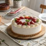 Ciasto na urodziny domowe z owocami na stole