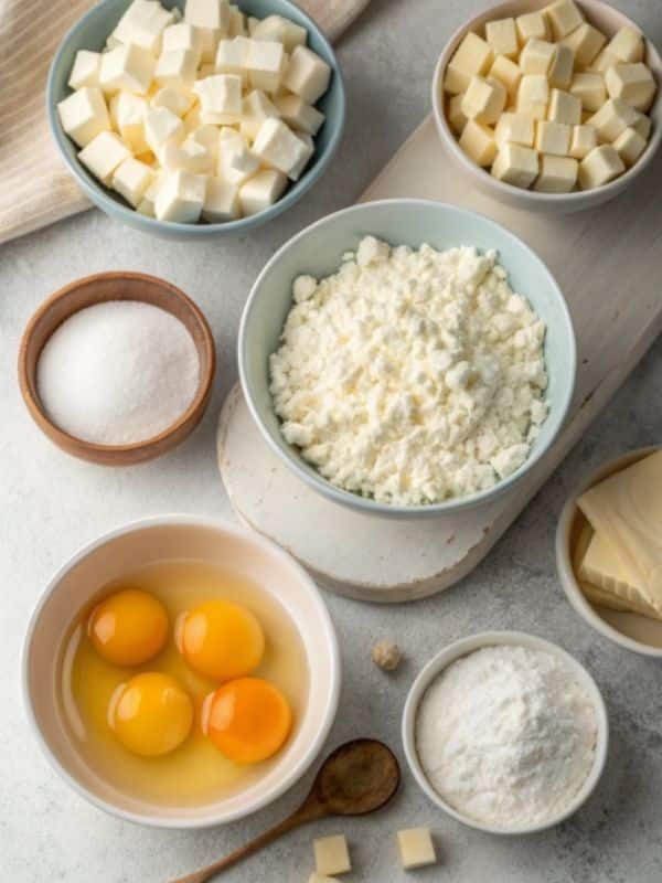 składniki na sernik Thermomix przygotowane na blacie