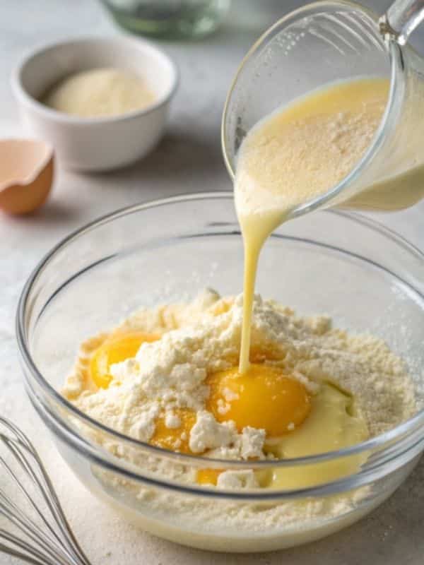 Łączenie masła i sera do szybkiego ciasta z budyniem