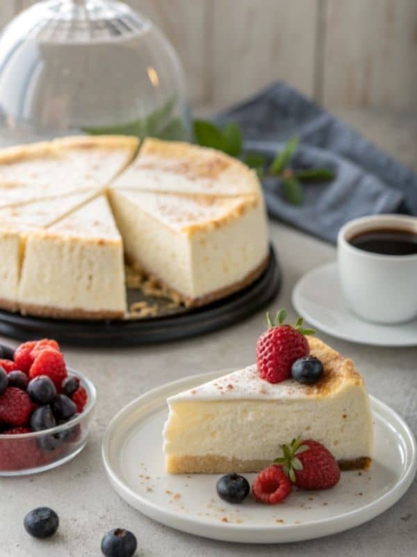 Puszyste ciasto serowe gotowe do podania