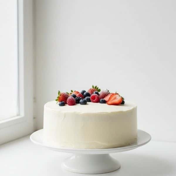 gotowy tort pokryty kremem z mascarpone i śmietanki