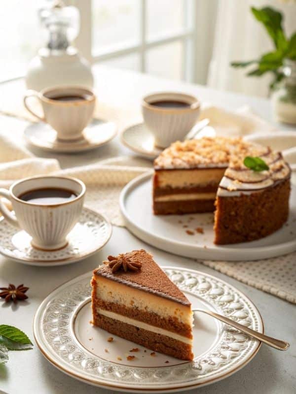 podanie ciasta na imieniny na talerzykach