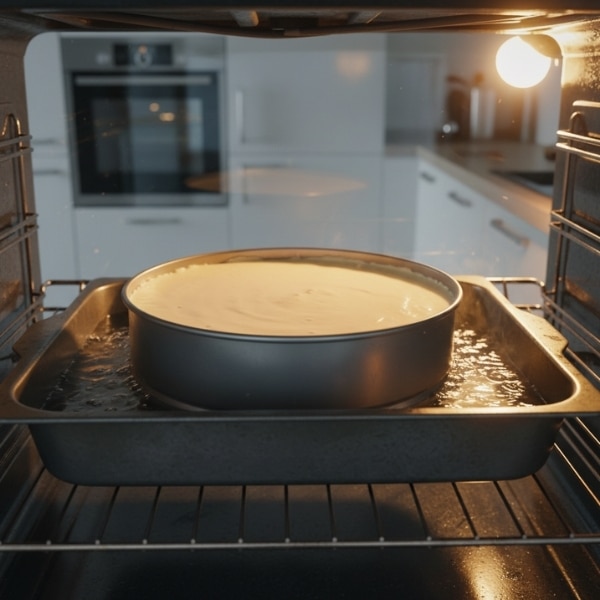 Sernik puszysty i wilgotny pieczony w kąpieli wodnej w piekarniku