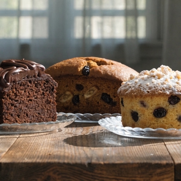 Ciasto proste sprawdzone przepisy 2026 11 Trzy wersje ciasta prostego czekoladowe bananowe i jogurtowe na jednym stole