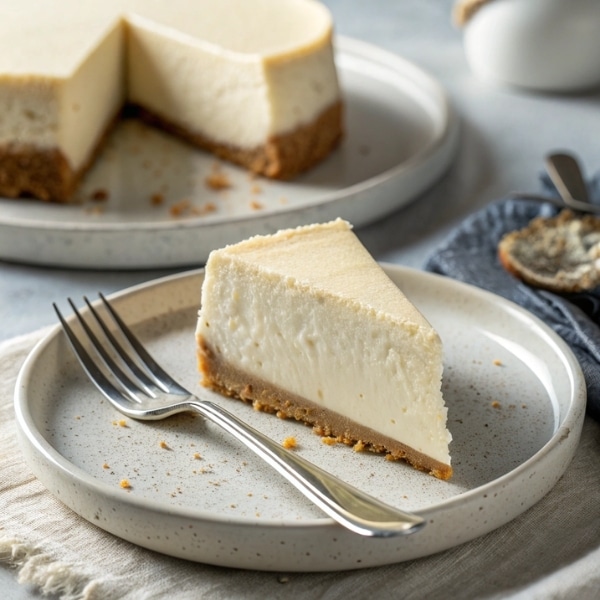 Przekrój szybkiego ciasta z serem z wiaderka pokazujący kremowy środek