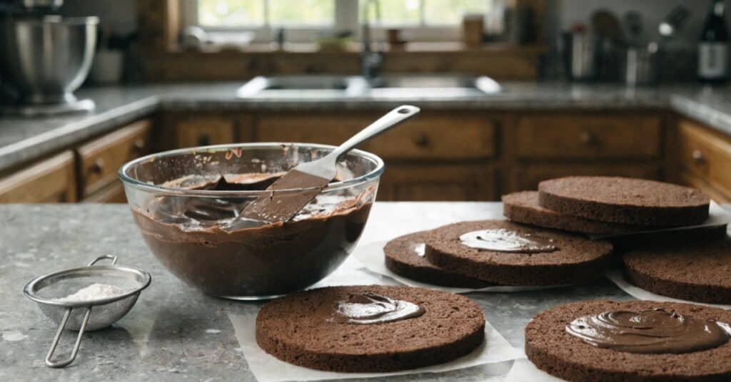 przygotowanie tortu czekoladowego biszkopt i krem