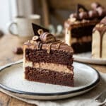 Wysoki tort z Kinder Bueno z dripem czekoladowym i batonikami na wierzchu